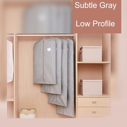 Garment Bags Waterproof Dust-Proof Clothes Cover for Hanging with Zipper for Coats, Jackets, Shirts, Down Jackets(Gray,150x58cm/59x23in)4