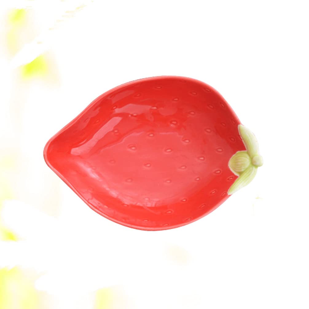 Ceramiczna miska ramen, 3D Owoce Potrawy Półmisek Miska Truskawek Pojemnik do serwowania przekąsek Deser Sałatka Ryżowa Ciasto Pudding Cukierki Czerwone Naczynia do serwowania Tapas Dania (Size : Red