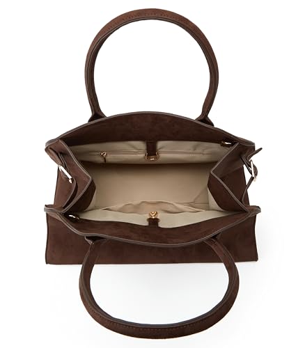 Bolsa tote grande de gamuza para mujer marrón miniatura 4