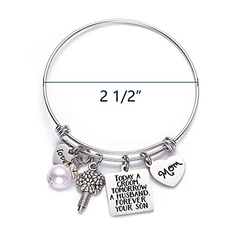 LParkin Mother of The Groom Bride Gifts Mother In Law Gift Mom Bangle Bracelets From Son Today a Groom Tomorrow a Husband Forever Your Son Bracelet2