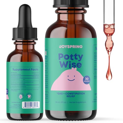 Image of JoySpring Potty Wise Drops – Natural Constipation Relief for Kids & Toddlers – Elderberry, Licorice Root Extract, Fennel Seed & Senna – Sugar-Free Vegan Liquid Blend Supplement (1 fl oz) 30 Servings