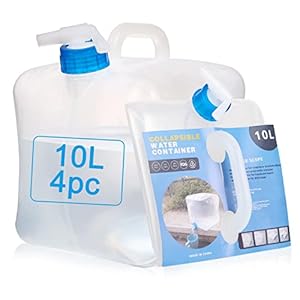 bidon eau 10l, Set de 4 bidons pliables et portables pour eau potable, Réservoir d’eau Pliable, Eau Potable Conteneur,pour Le Sport,Camping,Randonnée,Pique-niques,Barbecues,Activités en Plein Air