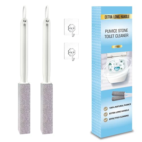 Pumice Stone Brush Toilet Bowl Cleaner With Extra Long Handle, Pumice Stone Toilet Cleaning - Fit For Cleans Limescale, Hard Water Rings, Tiles, Iron And Rust, Household Cleaning,2 Pack #TOP7