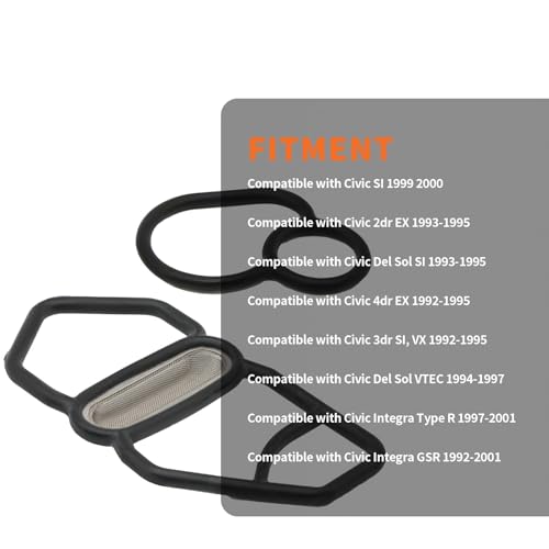 Image of 36172-P08-015 VTEC Solenoid Gasket Kit Compatible with Civic Integra Del Sol SI 2dr 3dr 4dr 1996-2005 1.6L 1.7L Engine Replace 15825-P2M-005 Upper and Lower Variable Timing Spool Valve Set