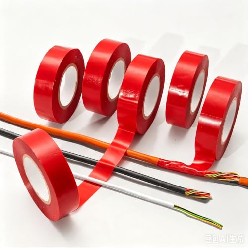 Image of QILIMA Electrical Tape 10 Pack 3 /4-Inch by 60 Feet,Lead-Free Flame Retardant Electrical Tape, Adhesive for General Home Vehicle Auto Car Power Circuit Wiring Red (130mic)