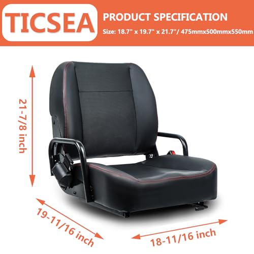 Image of Universal Forklift Seat,Tractor Seat with Adjustable Back,Safety Belt and Operator Position Switch,Excavator Skid Loader Backhoe Dozer Telehandler
