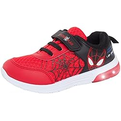 Patines Para Niño Spiderman Marvel Zapatillas deportivas para niños Spiderman con luces intermitentes para correr y patinar, Red, 10 UK Child