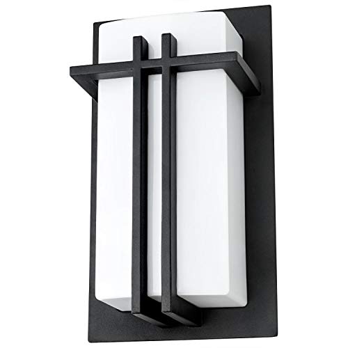 Image of Sunlite 40805 Decorative Square Wall Sconce Light Fixture, Medium Base Socket (E26), 3 Pack 9W LED (60W Equivalent) 3000K A19 Bulb, Indoor, Opal Shade, Matte Black, Bathrooms, Hallways & Entryways