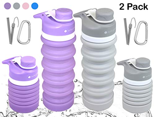 lucky green Collapsible Water Bottles-BPA Free, FDA Approved Food-Grade Silicone Portable Reusable Leak