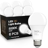 Ruboffcs 6 Packs A19 LED Light Bulbs,Daylight 5000K,100 Watt Equivalent