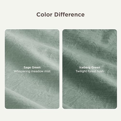 Bedsure 100% Washed Cotton Duvet Cover Queen Size - Iceberg Green Minimalist Cotton Duvet Cover Linen Like for All Seasons - GentleSoft™ Plain Simple Bedding (Iceberg Green, Queen, 90"x90")