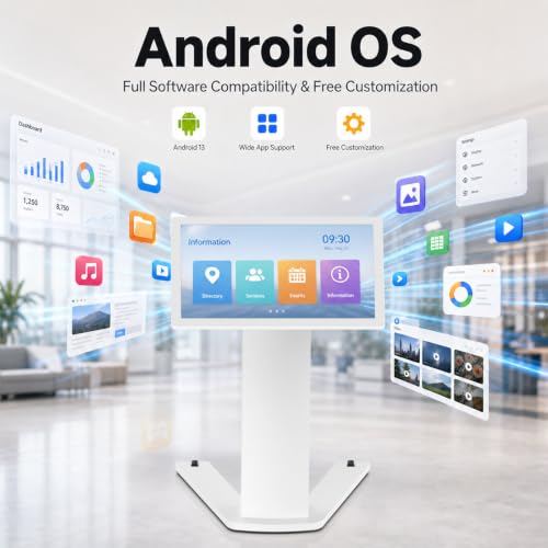 Image of 43 inch Touch Screen Kiosk, Interactive Floor Standing Digital Signage Display, FHD Self-Service Information Terminal with Dual Speakers for Retail, Restaurants, Malls & Advertising