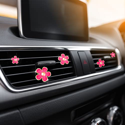 Image of Frienda 6 Pcs Daisy Flower Air Vent Clip Accessories Air Conditioning Outlet Clip Car Air Freshener Dashboard Accessories Charm Car Inter Decor(2.5 cm, 3 cm, 3.3 cm,Red)