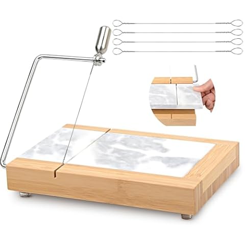 SIPARUI Marble Cheese Slicer,Separable Duty Cheese Cutter 9.5“ x 6”,Polished Cheese Slicer surfaces,Easy to Clean,Great for Cutting Cubes of Cheese,Butter and Other Appetizers (White Gray) Cover