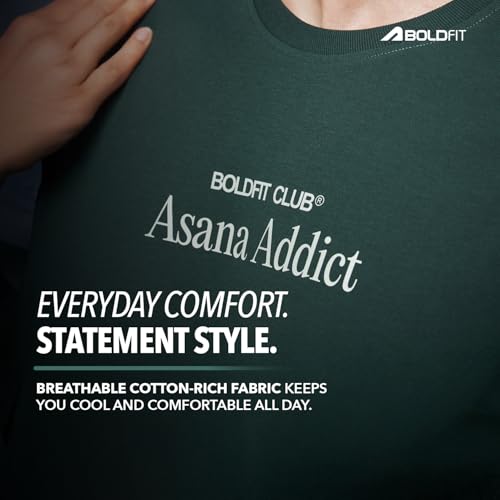 Image of Boldfit Tshirt for Man Unisex Oversized Tshirt for Woman Graphic Tees Supreme Comfort, Effortless Style Oversized T Shirt for Men, Breathable Polycotton T-Shirt for Lounging, Casual Outing, Yoga Wear