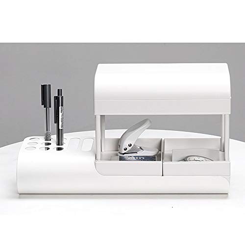 Boîte De Rangement De Bureau,Créative Multifonction En Plastique à Double Couche,Boîte à Bijoux,Boîte à Maquillage,6 Compartiments Avec Couvercle,à La Maison Et Au Bureau,Librement Combinable