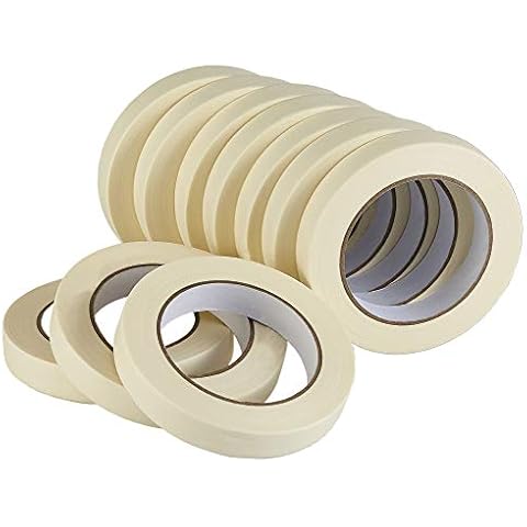 Lichamp Masking Tape 10 Pack General Purpose Beige White Color, 0.75 inch x 55 Yards x 10 Rolls (550 Total Yards), for Painting, Home, Office, School Stationery, Arts, Crafts etc. (3004) Cover