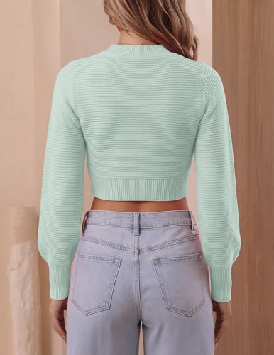Image of ZESICA Women's Fall Mock Neck Cropped Sweaters 2026 Long Sleeve Soft Ribbed Knit Pullover Tops Winter Fashion Outfits
