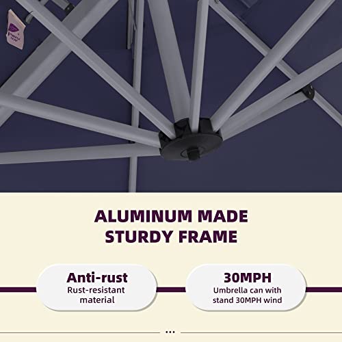 Purple Leaf 10' X 13' Patio Umbrella Outdoor Rectangle Umbrella Large Cantilever Umbrella Windproof Offset Umbrella Heavy Duty Sun Umbrella For Garden Deck Pool Patio, Navy Blue #TOP5