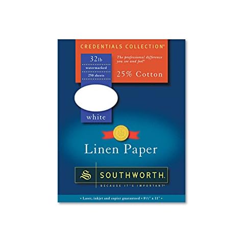 Southworth J558C 25% Cotton Linen Business Paper 32 lbs. 8-1/2 x 11 White 250/Box Cover