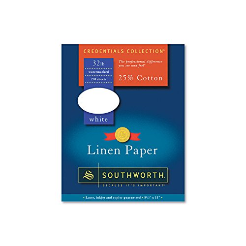 Southworth J558C 25% Cotton Linen Business Paper 32 lbs. 8-1/2 x 11 White 250/Box by Southworth - Used condition - US$23.24