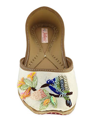 Image of Fulkari Prime Pure Leather Casual Women's Soft Leather Bite and Pinch Free Ladies Jutti Ethnic Mojari