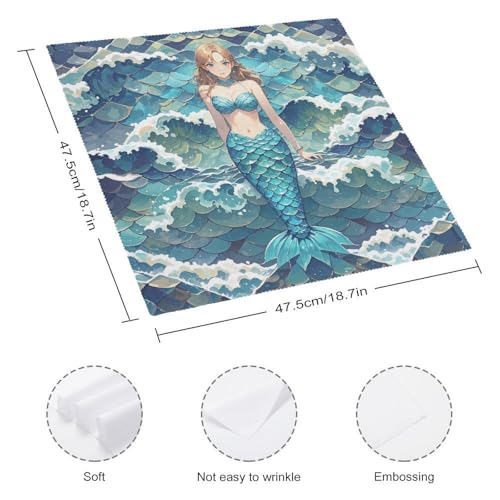 Servilletas finas de tela con diseño de escamas de sirena, elegancia impresa para tu mesa 3