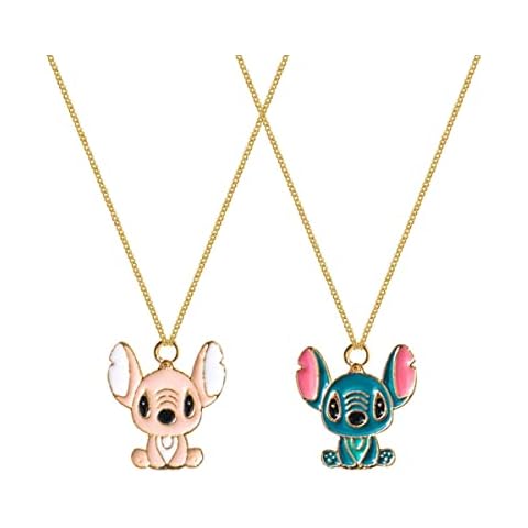Stitch Necklace 2 Pieces Children's Anime Necklace Best Friend Birthday Gifts Anime Necklace Pendant Necklace Set Stitch Party Stuffing for Boys Girls Gift Best Friend Birthday Gifts Cover