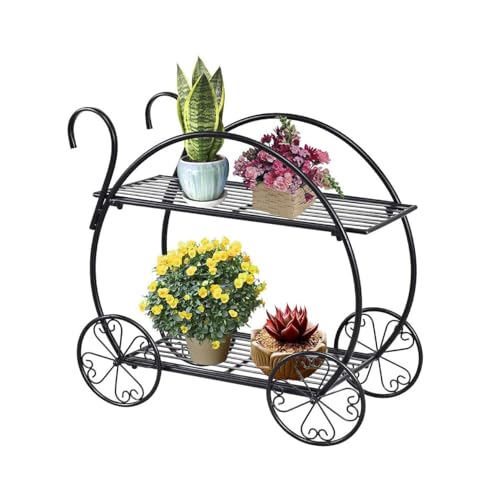 Soporte para plantas de varios niveles para interiores Carrito de jardín doble, soporte de Metal for flores, macetero for plantas suculentas, estante de exhibición, desmontaje, soporte for plantas de