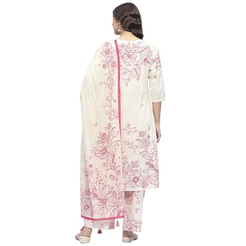 Image of BIBA Women Cotton Straight Printed Suit Set