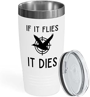 Flairy Land Duck Huntings White Edition Ringneck Tumbler 20oz - If It Flies It Dies -Duck Hunter Dad Retirement in Outdoor Nature Goose Hunt Hobbies