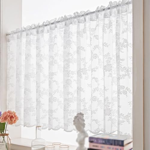Rideaux brodés en dentelle et roses pour illuminer et décorer votre fenêtre de cuisine