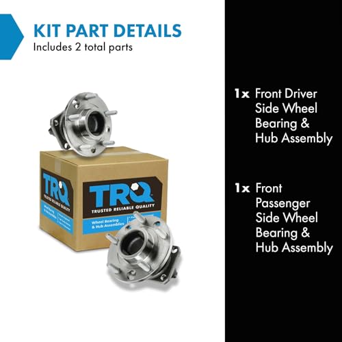Image of TRQ Front Left and Right Wheel Bearing and Hub Assembly Set 2 Piece Compatible with 1991-1996 Chevrolet Corvette