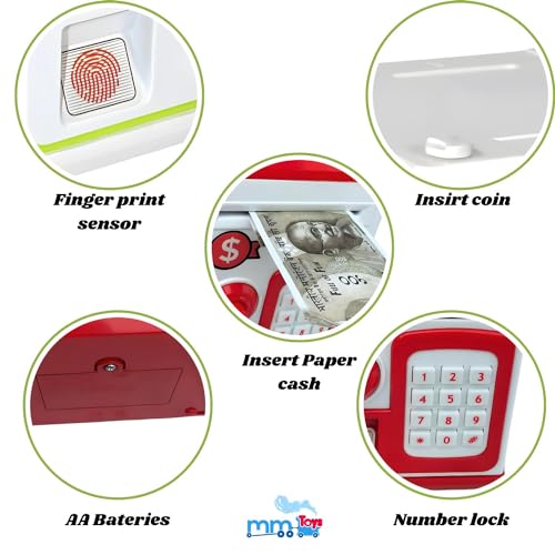 Image of ATM Money Saving Box with Fingerprint Touch and Lock, Light & Music, Coin and Paper Money Deposit | Piggy Bank for Kids | Money Bank for 3 to 10 Year - Color As Per Availability