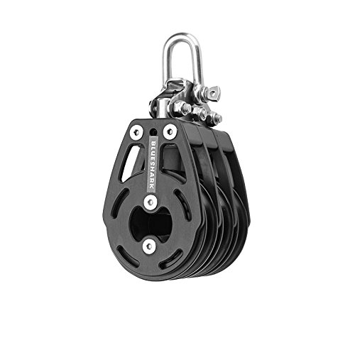 Blue Shark 2312-57 mm Fixed Triple Aluminum Sailing Block - Max Line: 7/16” (12 mm), Safe Working Load (SWL): 2870 lbs (1300kg), Breaking Load: 5730 lbs (2600 kg)