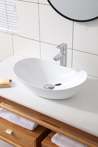 Schwänlein Waschbecken 52x32x14 cm Waschtisch Handwaschbecken Aufsatzwaschbecken WaschschaleKeramik Weiß Round Design