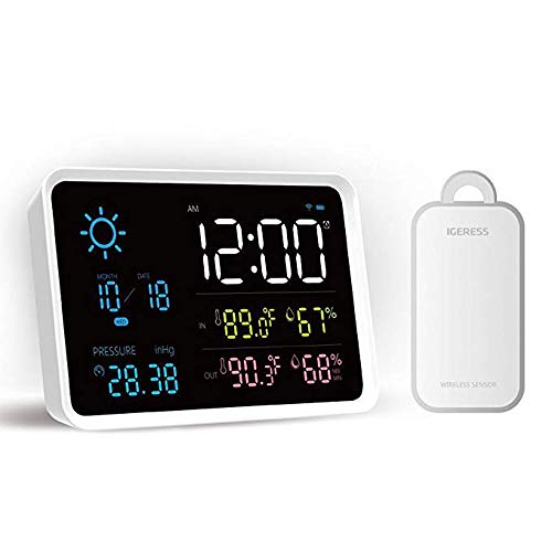 RFElettronica - Station météo YUIHome avec Horloge capteur extérieur température et humidité Affichage Pression atmosphérique prévisions météo réveil