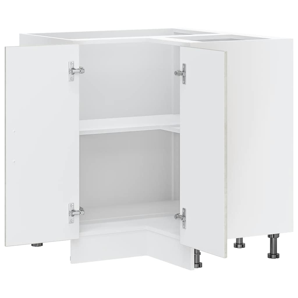 Lucca - Mobiletto angolare da cucina in legno grigio cemento con piedini regolabili, 75,5 x 75,5 x 81,5 cm, per cucina e sala da pranzo, autoportante, salvaspazio
