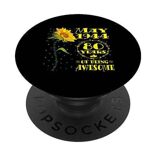 Cumpleaños 80 Amantes del Girasol de 80 Años Nacidos En Mayo de 1944 PopSockets PopGrip Intercambiable