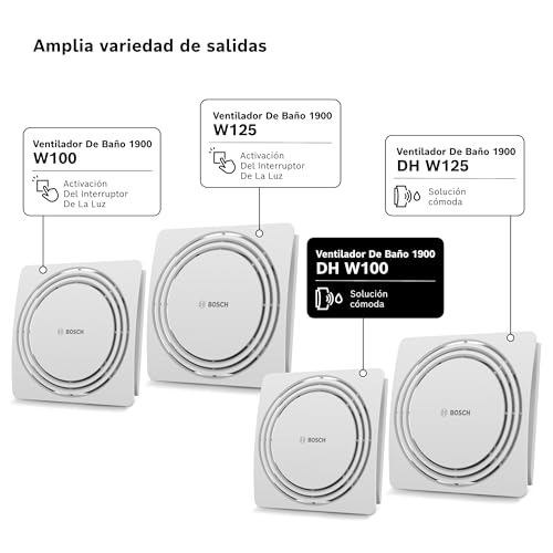 Miniatura 6 de Bosch Ventilador Silencioso De Baño 1900 Dh W100 - Para La Ventilación Del Baño Y El Aseo, Contra La Humedad Y El Moho Con Sensor De Humedad Y Temporizador 100 Mm De Diámetro