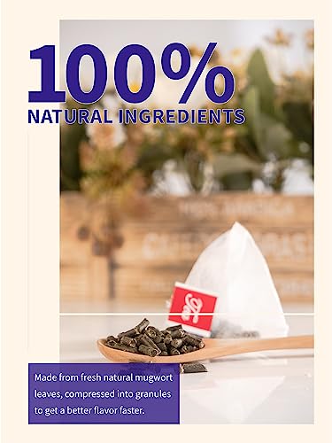 TeeLux Mugwort Tea Bags 40 Count, Natural Pure Mugwort Leaves, Caffeine Free, Healthy, Dried Mugwort Herbal Tea