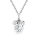 BAMOER Lucky Mouse Birthstone Pendant 925 Sterling Silver Pendant Necklace for Women and Girls