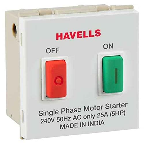 Havells Fabio 25A Polycarbonate & Pbt White Motor Starter, Ahfsmxw251
