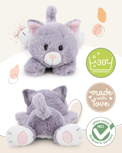 NICI Kuscheltier Katze 20cm - grau - Weiches NICI Plüschtier – niedliches Stofftier zum Kuscheln & Spielen – tolle Geschenkidee für Kinder & Erwachsene - 62143
