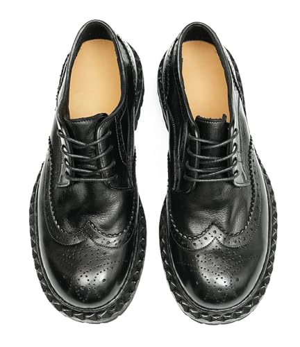 Santimon Men's Horsehide Wingtip Brogue Oxfords Dress Formal Shoes- Goodyear-Welt Leather & Rubber Sole, Full-Grain Cowhide Lining for Casual Business, Wedding & Events3