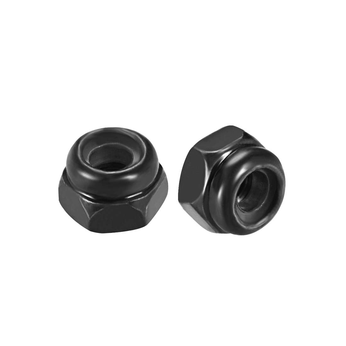 TA-VIGOR 100Pcs M2.5 x 0.45mm Nylon Hex Lock Nuts, Black Carbon Steel Nylon Insert Self-locking Nuts
