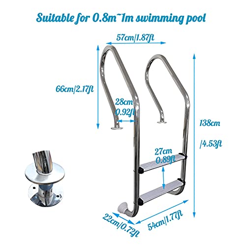 Escalera para piscina de acero inoxidable 2 pasos antideslizante miniatura 4