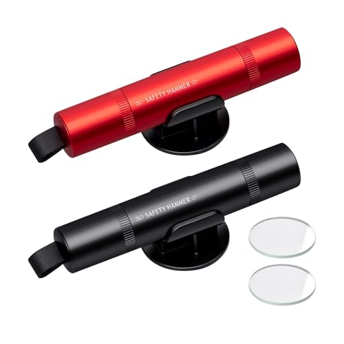 Honoflux 2Pcs 2 in 1 Car Window Breaker Car Safety-Hammer Emergency Escape Tool with Seatbelt Cutter Lightweight Portable Car-Escape Tool for Breaking Car-Window Glass Red and Black