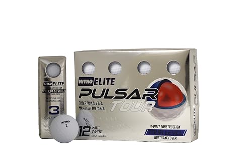 Nitro Elite Pulsar Tour-Level 3-Piece Urethane Matte White Golf Ball-