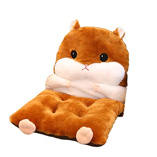 ハムスター 座椅子 座面 クッション 背もたれ フロアクッション 折りたたみ 可愛い 柔らかい ミニソファー チェアパッド クッション ブラウン グレー ピンク レストクッション 低反発座椅子 腰枕オフィス ふわふわ 座布団 (40x80cm, ダークブラ